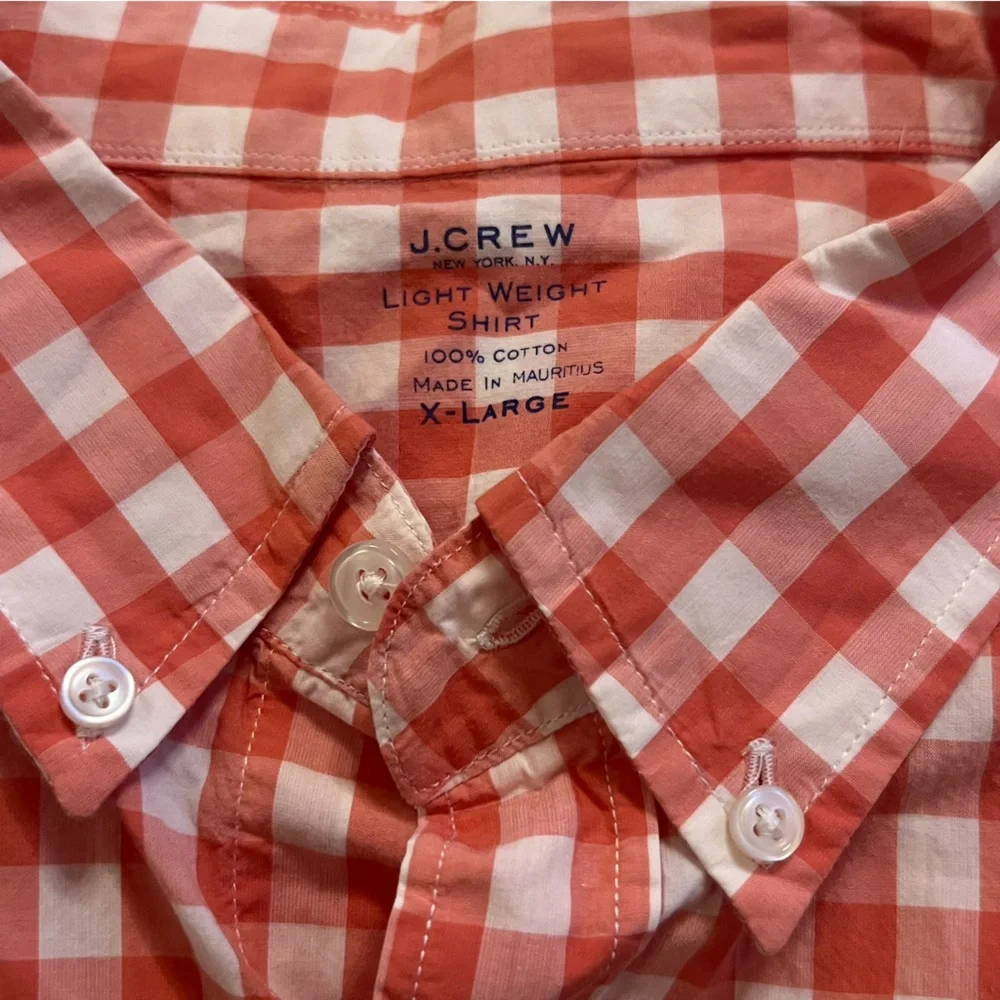 ✅ J‎. Crew XL Cotton lightweight Plaid checkered Long Sleeve Button Down Shirt